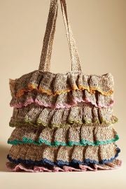 Maeve Multicolor Ruffled Straw Tote at Anthropologie