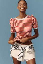 Maeve Puff Sleeve Striped Top at Anthropologie