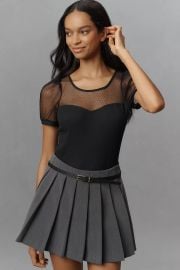 Maeve Sheer Yoke Sweetheart Top at Anthropologie