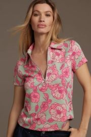 Maeve Short Sleeve Floral Jacquard Top at Anthropologie