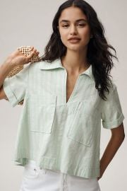 Maeve Short-Sleeve Swing Buttondown Top at Anthropologie