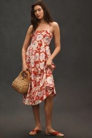Maeve Sleeveless Square Neck Drop Waist Midi Dress2 at Anthropologie
