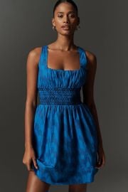 Maeve Sleeveless Square-Neck Smocked Mini Dress at Anthropologie