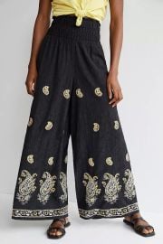 Maeve Smocked Wide-Leg Pants at Anthropologie