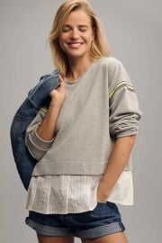 Maeve Stripe Tape Twofer Blouse at Anthropologie