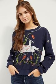 Maeve Swan Lake Embroidered Sweatshirt at Anthropologie