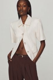 Maeve Tailored Short Sleeve Buttondown Top at Anthropologie