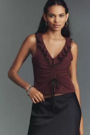 Maeve Tie Front V Neck Top at Anthropologie