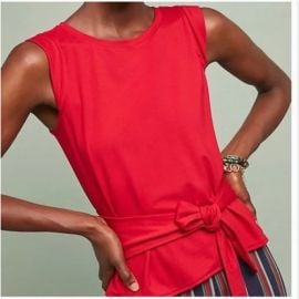 Maeve Tops Anthropologie Maeve Red Pasture Wrap Front Tie Top Sz S Poshmark at Poshmark