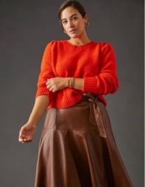 Maeve at Anthropologie Crewneck Puff Sleeve Sweater at Anthropologie