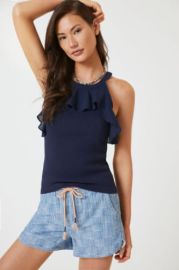 Maeve at Anthropologie Ruffled Rib Halter Tank at Anthropologie