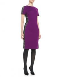 Magaschoni Lace-Panel Ponte Sheath Dress at Neiman Marcus