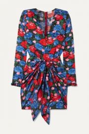 Magda Butrym - Lesina knotted floral-print silk-jacquard mini dress at Net A Porter