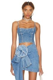 Magda Butrym Denim Crop Top in Wash Blue FWRD at Forward