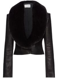 Magda Butrym Faux Fur trimmed Leather Jacket at Farfetch