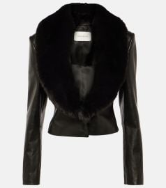 Magda Butrym Faux Fur trimmed Leather Jacket at Mytheresa