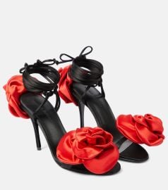 Magda Butrym Floral appliqu Satin Slingback Sandals at Mytheresa