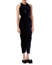 Magda Butrym Hilo Ruched Velvet Halter Midi Dress at Neiman Marcus