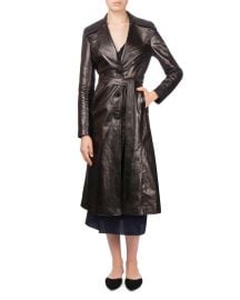 Magda Butrym Indiana Button-Front Belted Leather Trench Coat at Neiman Marcus