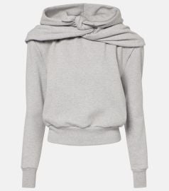 Magda Butrym Tie detailed Draped Cotton blend Jersey Hoodie at Mytheresa