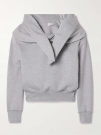 Magda Butrym Tie detailed Draped Cotton blend Jersey Hoodie at Net a Porter