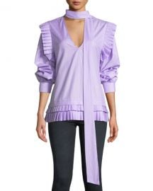 Maggie Marilyn I  x27 ll Catch You If You Fall Pinstripe Pleated Top at Neiman Marcus