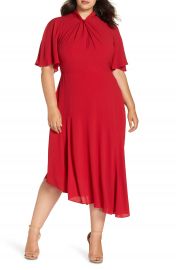 Maggy London Asymmetrical Midi Dress  Plus Size at Nordstrom