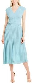 Maggy London Faux Wrap Pleated V-Neck Dress  at Amazon