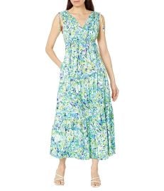 Maggy London Floral Print Maxi with Shoulder Gather Dress com at Zappos