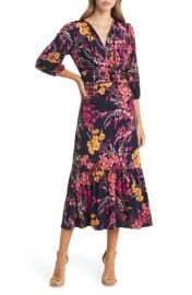 Maggy London Floral Print Ruched Midi Dress at Nordstrom