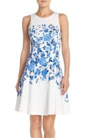 Maggy London Floral Sateen Fit & Flare Dress at Nordstrom