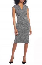 Maggy London Herringbone Notch Cut Sheath Dress at Nordstrom