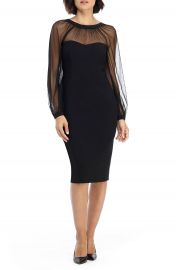 Maggy London Illusion Lace Long Sleeve Cocktail Dress   Nordstrom at Nordstrom