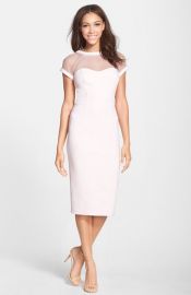 Maggy London Illusion Yoke Crepe Sheath Dress at Nordstrom