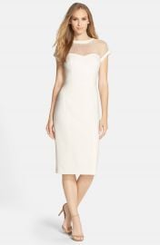 Maggy London Illusion Yoke Crepe Sheath Dress Regular and Petite at Nordstrom