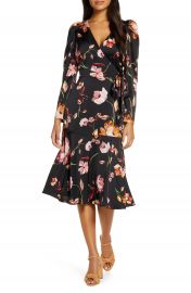 Maggy London Long Sleeve Faux Wrap Dress   Nordstrom at Nordstrom