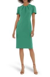 Maggy London Pleated Neck Short Sleeve Sheath Dress at Nordstrom Rack