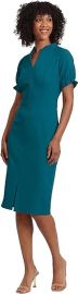 Maggy London Puff Sleeve Midi Dress in Ocean Depths at Amazon