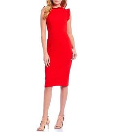 Maggy London Ruffle Mock Neck Detail Sheath Dress at Walmart