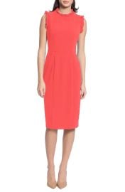 Maggy London Ruffle Mock Neck Sheath Dress in Watermelon at Nordstrom Rack