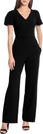 Maggy London Short Sleeve Crepe Jumpsuit in Black at Nordstrom Rack