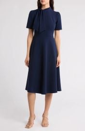 Maggy London Short Sleeve Necktie Midi Dress at Nordstrom Rack