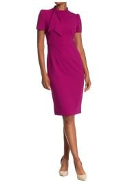 Maggy London Tie Neck Puff Sleeve Scuba Crepe Dress at Nordstrom Rack