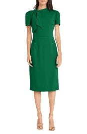 Maggy London Tie Neck Puff Sleeve Scuba Crepe Dress in Deep Lagoon at Nordstrom Rack at Nordstrom Rack