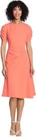 Maggy London Women39s Ruched Sleeve and Side Waist Detail Scuba Crepe Fit and Flare at Womens Clothing store at Amazon