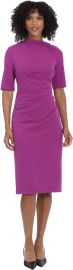 Maggy London Women39s Side Pleat Dress with Asymmetric Neck and Elbow Sleeves at Amazon Womens Clothing store at Amazon