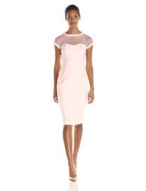 Maggy London Womenand39s Cap-Sleeve Crepe Dress in Blush at Amazon