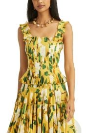 Magnolia Floral Pintuck Pleat Stretch Cotton Top by Oscar de la Renta at Nordstrom