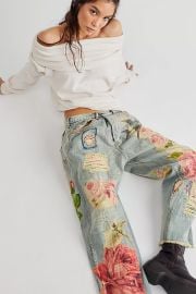 Magnolia Pearl Rose Embroidered Jeans at Free People