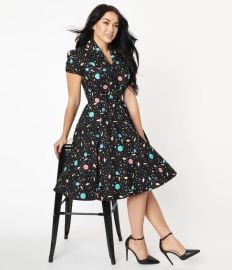 Magnolia Place Star System Print Mona Swing Dress at Unique Vintage